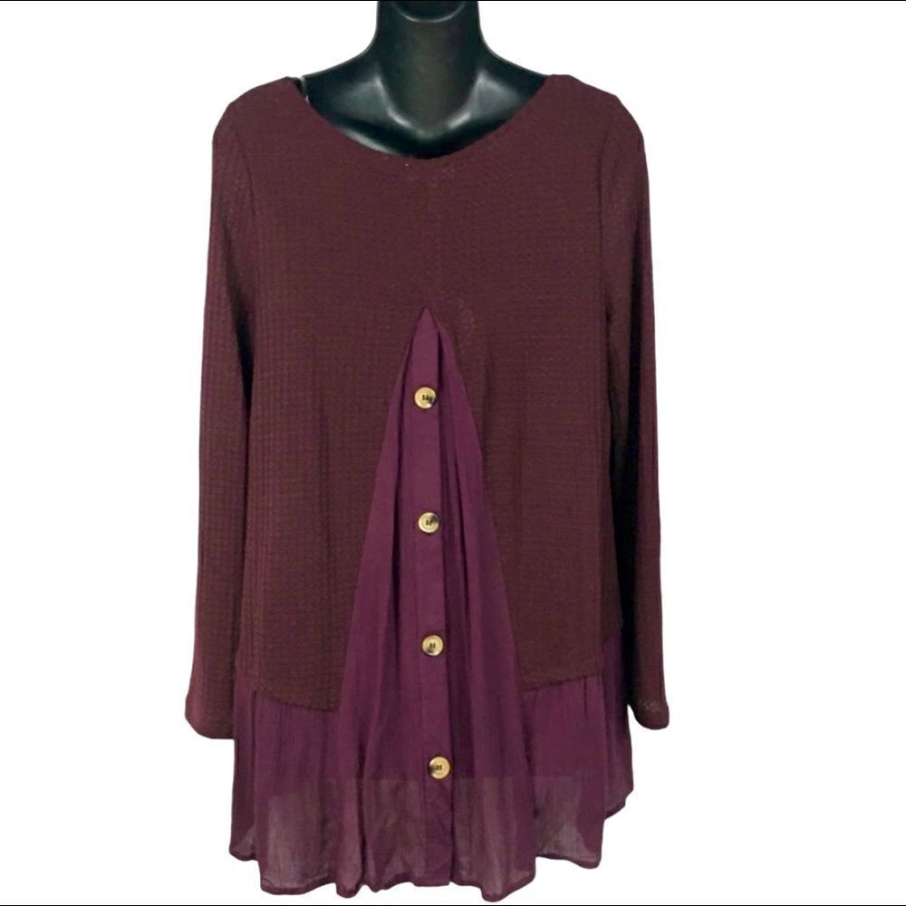 Umgee oversized maroon boho skirted sweater small